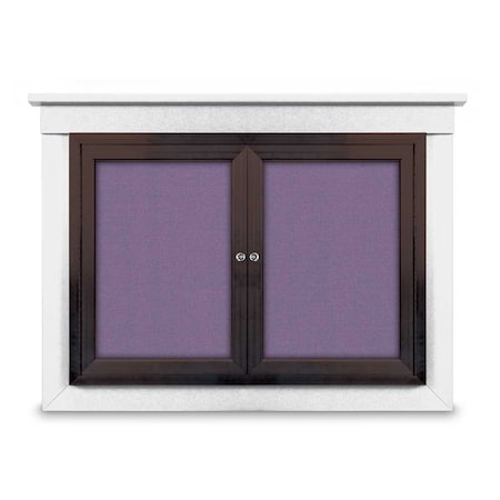 United Visual Products 48"x36" 2-Door Enclosed Letterboard, Green Vinyl/Walnut UV2624O-WALNUT-HUNGRN